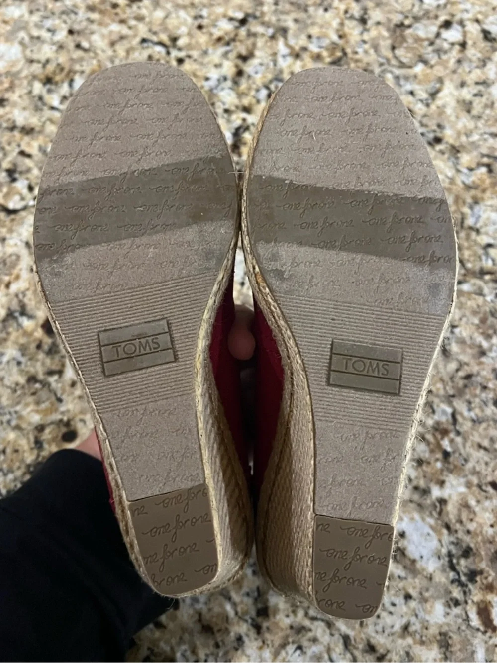 New - TOMS Red Canvas Peep-Toe Espadrilles
